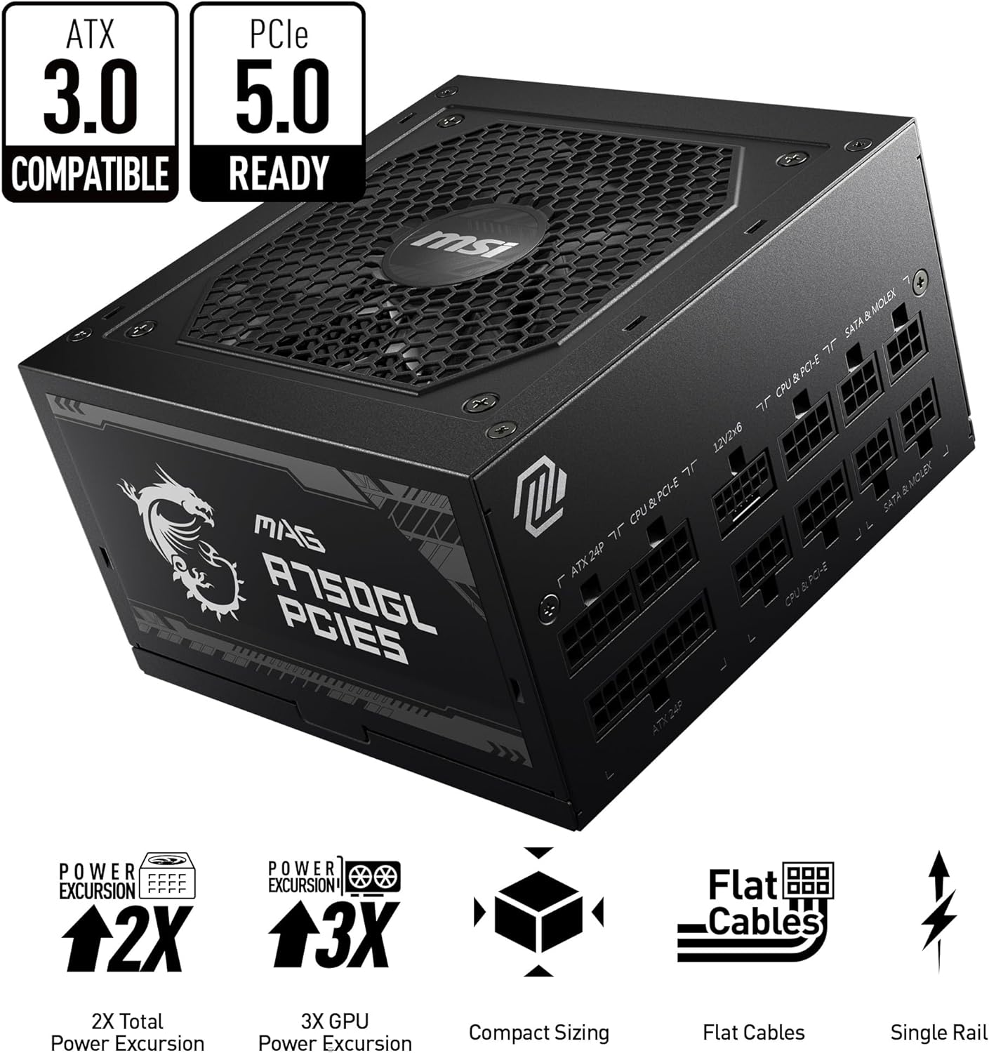 MSI Power Supply MAG A750GL PCIE 5 & ATX 3.0 MSI Power Supply MAG A750GL PCIE 5 & ATX 3.0